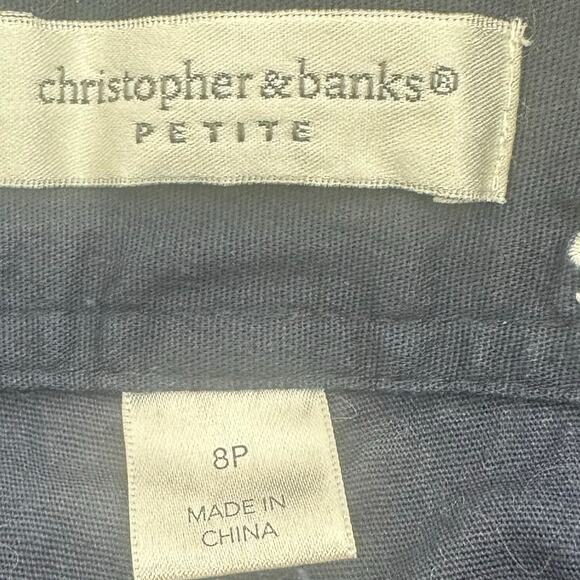 Christopher & Banks Embroidered Skort Size 8P Navy Blue Anchors Nautical Preppy - Picture 3 of 4